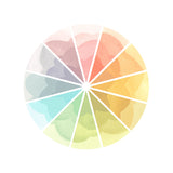 Ombre watercolour segments making up the Grand Motel colour wheel.