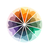 colourwheel of ombre watercolour swatches in the Spellbound colourway